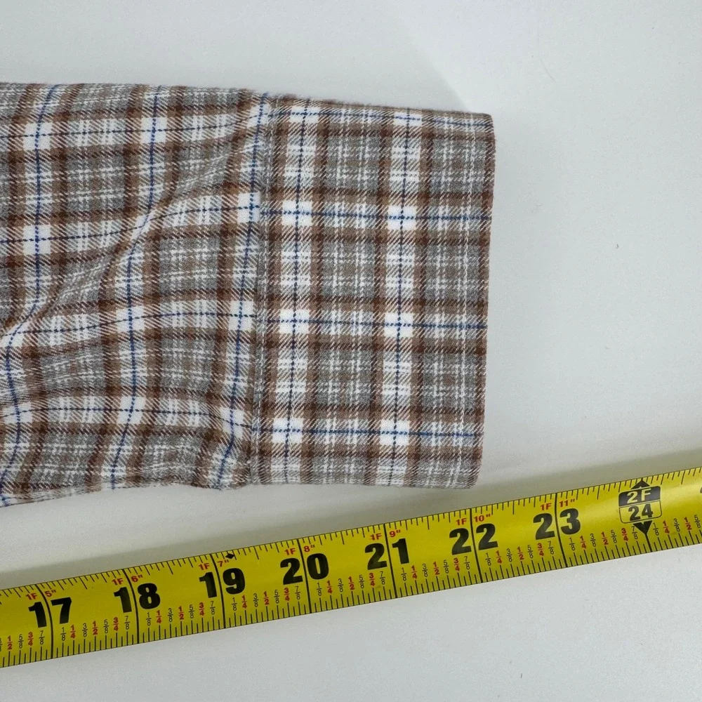 Banana Republic Luxe Flannel Slim Fit Plaid Button Down‎ Shirt XL Mens